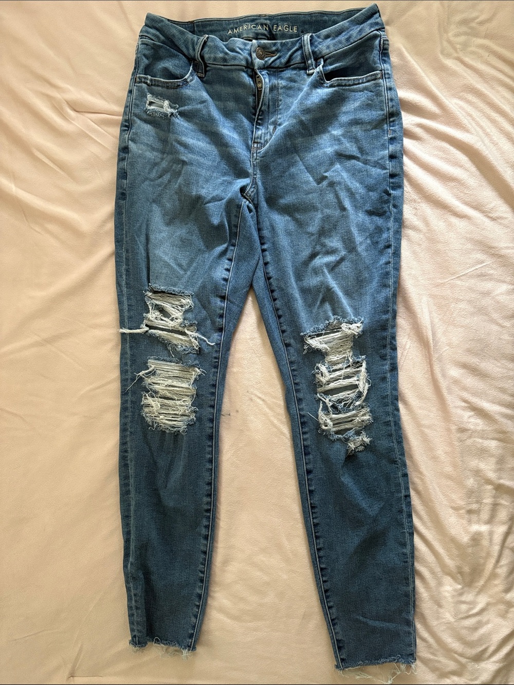 American Eagle Outfitters Distressed Skinny Jeans - Blue